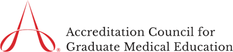 Logo of the Accreditation Council for Graduate Medical Education (ACGME) featuring a stylized red letter 'A' next to the organization's name